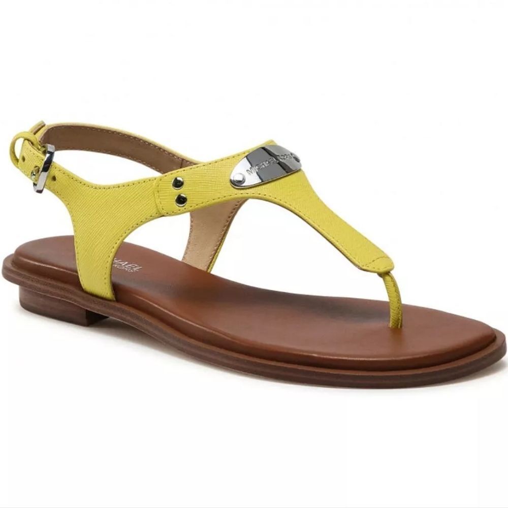 Michael Kors Plate Thong flat sandal in yellow leather NEE WITH DUSTBAG - Picture 7 of 12